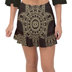 Hamsa Hand Drawn Symbol With Flower Decorative Pattern Fishtail Mini Chiffon Skirt by Wegoenart