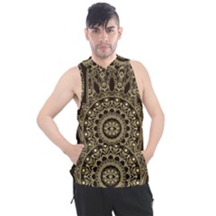 Hamsa Hand Drawn Symbol With Flower Decorative Pattern Men s Sleeveless Hoodie by Wegoenart