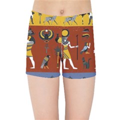 Ancient Egyptian Religion Seamless Pattern Kids  Sports Shorts by Wegoenart