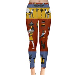 Ancient Egyptian Religion Seamless Pattern Inside Out Leggings by Wegoenart