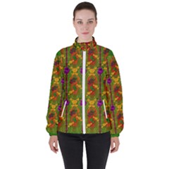 Sakura Blossoms Popart Women s High Neck Windbreaker by pepitasart