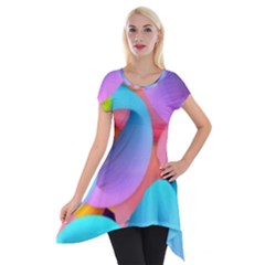 3d Color Swings Short Sleeve Side Drop Tunic by Sparkle