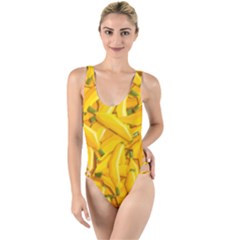 Geometric Bananas High Leg Strappy Swimsuit by Sparkle