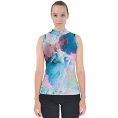 Colorful Beach Mock Neck Shell Top by Sparkle