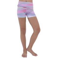 Pink Fractal Kids  Lightweight Velour Yoga Shorts by Sparkle