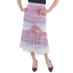 Pink Fractal Midi Mermaid Skirt by Sparkle