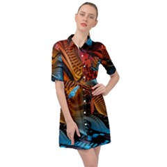 3d Rainbow Choas Belted Shirt Dress by Sparkle