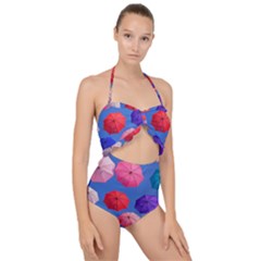 Rainbow Umbrella Scallop Top Cut Out Swimsuit by Sparkle