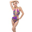 Rainbow Plunging Cut Out Swimsuit View1