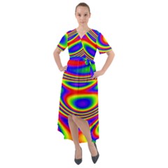 Rainbow Front Wrap High Low Dress by Sparkle