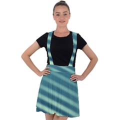 Blue Strips Velvet Suspender Skater Skirt by Sparkle