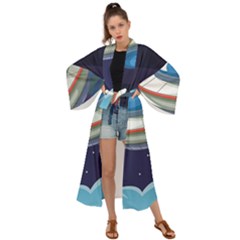 Ufo Alien Spaceship Galaxy Maxi Kimono by Vaneshart