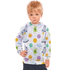 Seamless Pattern Cartoon Space Planets Isolated White Background Kids  Hooded Pullover by Vaneshart