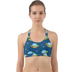 Seamless Pattern Ufo With Star Space Galaxy Background Back Web Sports Bra by Vaneshart