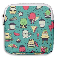 Seamless Pattern With Funny Monsters Cartoon Hand Drawn Characters Unusual Creatures Mini Square Pouch by Vaneshart