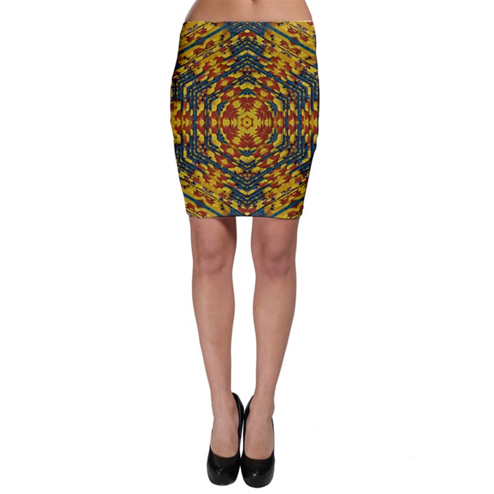 Yuppie And Hippie Art With Some Bohemian Style In Bodycon Skirt