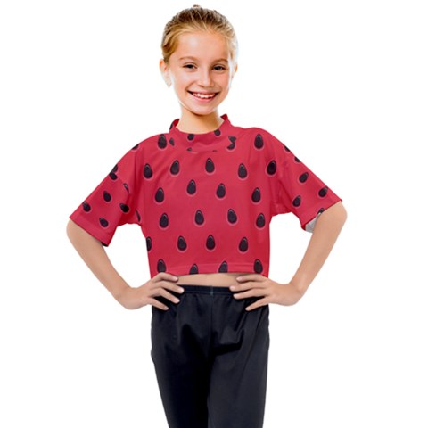 Seamless Watermelon Surface Texture Kids Mock Neck Tee by Vaneshart