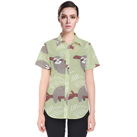 Sloths Pattern Design Women s Short Sleeve Shirt by Vaneshart