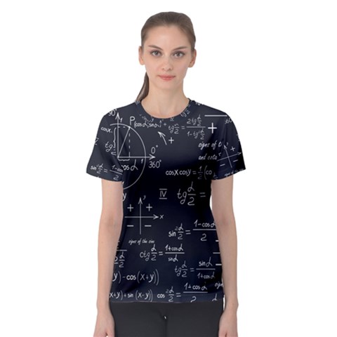 Mathematical Seamless Pattern With Geometric Shapes Formulas Women s Sport Mesh Tee by Vaneshart