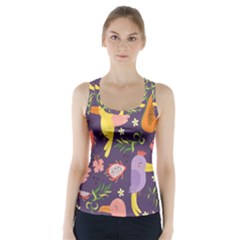 Exotic Seamless Pattern With Parrots Fruits Racer Back Sports Top by Vaneshart