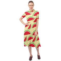 Watermelon Pattern Keyhole Neckline Chiffon Dress by Vaneshart