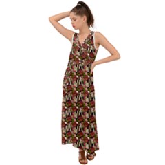 Swimmer 20s Brown V-neck Chiffon Maxi Dress by snowwhitegirl