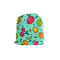 Various Fruits With Faces Seamless Pattern Drawstring Pouch (medium) by Vaneshart