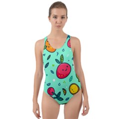 Various Fruits With Faces Seamless Pattern Cut-out Back One Piece Swimsuit by Vaneshart