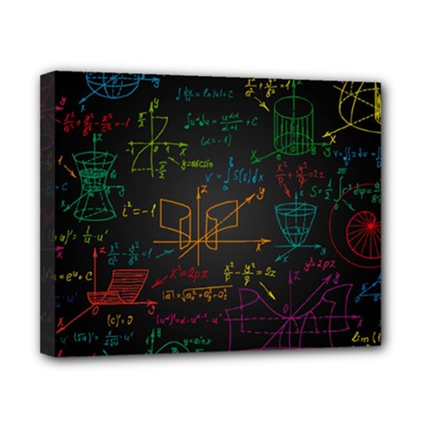 Mathematical Colorful Formulas Drawn By Hand Black Chalkboard Canvas 10  X 8  (stretched) by Vaneshart