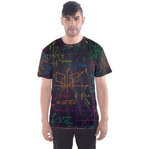 Mathematical Colorful Formulas Drawn By Hand Black Chalkboard Men s Sports Mesh Tee by Vaneshart