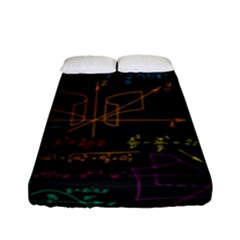 Mathematical Colorful Formulas Drawn By Hand Black Chalkboard Fitted Sheet (full/ Double Size) by Vaneshart