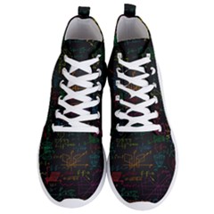 Mathematical Colorful Formulas Drawn By Hand Black Chalkboard Men s Lightweight High Top Sneakers by Vaneshart