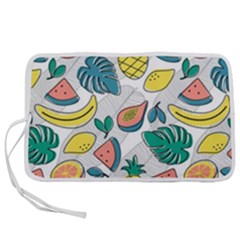 Seamless Pattern Tropical Fruit Banana Watermelon Papaya Lemon Orange Monstera Pen Storage Case (m) by Vaneshart