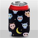 Cute Owl Doodles With Moon Star Seamless Pattern Can Holder View1