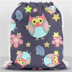 Owl Stars Pattern Background Drawstring Bag (large) by Vaneshart