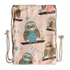 Seamless Pattern Owls Dream Cute Style Fabric Drawstring Bag (large) by Vaneshart