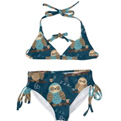 Seamless Pattern Owls Dreaming Kids  Classic Bikini Set by Vaneshart