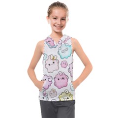 Cute Doodle Cartoon Seamless Pattern Kids  Sleeveless Hoodie by Vaneshart