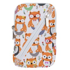 Cute Colorful Owl Cartoon Seamless Pattern Belt Pouch Bag (small) by Vaneshart