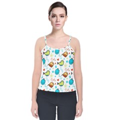 Birds Pattern Design Velvet Spaghetti Strap Top by Vaneshart