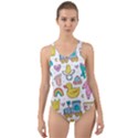 Baby Care Stuff Clothes Toys Cartoon Seamless Pattern Cut-Out Back One Piece Swimsuit View1