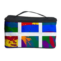 Gay Pride Rainbow Abstract Painted Squares Grid Cosmetic Storage by VernenInk