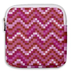 Lesbian Pride Pixellated Zigzag Stripes Mini Square Pouch by VernenInk