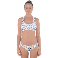 Watercolor Floral Seamless Pattern Cross Back Hipster Bikini Set by TastefulDesigns