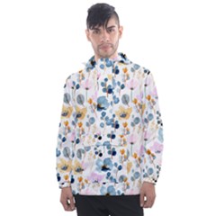 Watercolor Floral Seamless Pattern Men s Front Pocket Pullover Windbreaker by TastefulDesigns