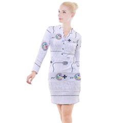 Ipaused2 Button Long Sleeve Dress by ChezDeesTees