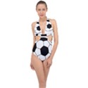 Soccer Lovers Gift Halter Front Plunge Swimsuit View1