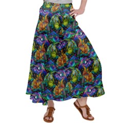 Whale Flower Satin Palazzo Pants by Wanderlings