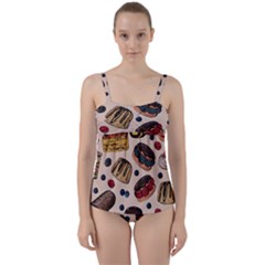 Seamless-pattern-with-sweet-cakes-berries Twist Front Tankini Set by Vaneshart