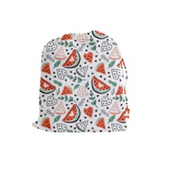 Seamless-vector-pattern-with-watermelons-mint Drawstring Pouch (large) by Vaneshart